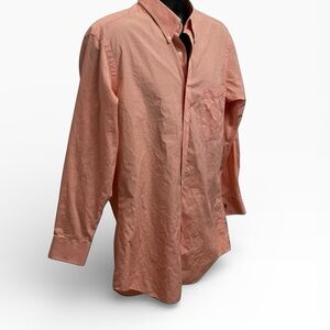 Paul Fredrick Men’s Coral Micro-Check Button-Down Shirt 16-33 Large